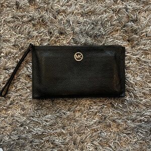 Michael Kors Black Textured Wristlet